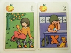 画像2: 【４枚組】旧東ドイツ時代のカード（リンゴ＆黒髪の女の子）