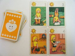 画像1: 【４枚組】旧東ドイツ時代のカード（おひさま＆金髪の女の子）