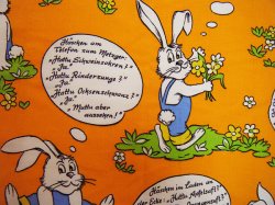 画像1: ドイツ語＋ジャーマンウサギのファブリック