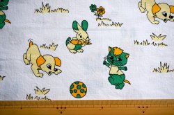 画像3: ドイツ70's★仲良し３匹（犬・ウサギ・猫）はぎれ