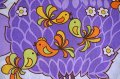70's★カラフルな鳥と紫色の木（ファブリック）