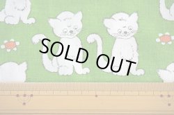 画像2: 70's◆意地悪っぽい猫と花のピローケース（緑）