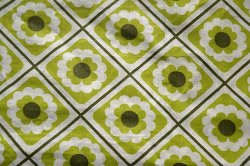 画像3: 【未使用品】70's◆お花が整列したファブリック（緑）はぎれ
