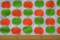 画像2: 70's★オレンジと黄緑の縦列リンゴ（ファブリック）
