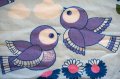 旧東ドイツ時代★スズメと花（寒色系）大きなはぎれ