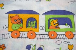 画像3: Richard Scarry？の可愛い動物柄ファブリック（はぎれ）
