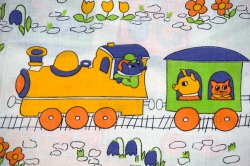 画像1: Richard Scarry？の可愛い動物柄ファブリック（はぎれ）