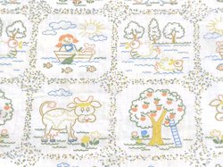 画像1: 70年代ドイツ◆子供の手描き風ファブリック