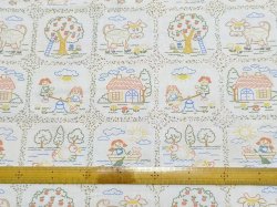 画像2: 70年代ドイツ◆子供の手描き風ファブリック