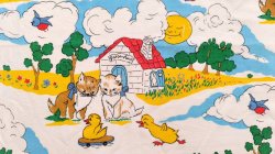 画像1: ネコの家＋鳥の追いかけっこ（はぎれ）