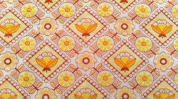 画像1: ドイツ70's★幾何学テイストの花柄ファブリック（はぎれ）