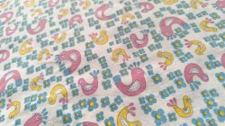 画像3: DDR◆鳥と花の生地（ブルー系）はぎれ