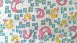 画像1: DDR◆鳥と花の生地（ブルー系）はぎれ