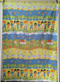 画像6: 70's★子供たちとアヒルの群れ（ブルー系はぎれ）