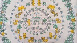 画像1: アニマル★ワンダーランド（水色）はぎれ