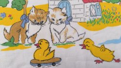 画像1: ネコの家＋鳥の追いかけっこ（ピローケース）