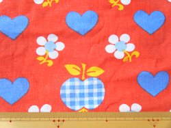 画像2: 70's リンゴ・ハート・お花（はぎれ）