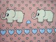 画像1: ゾウとハートがいっぱいの生地（はぎれ）
