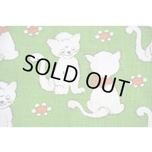 画像: 70's◆意地悪っぽい猫と花のピローケース（緑）