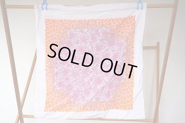 画像5: 70's◆ピンクの花とオレンジの葉のピローケース