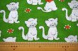 画像2: 70's◆意地悪っぽい猫と花のファブリック（緑）再入荷