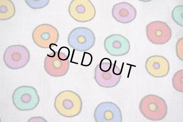 画像1: カラフルな◎のファブリック（訳ありはぎれ）