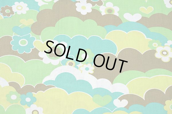 画像1: ドイツ70's★可愛いハートと花と雲（グリーン系）