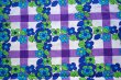 画像1: 花とチェック（寒色系）ヴィンテージファブリック再入荷