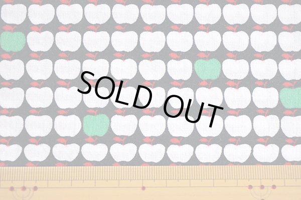 画像3: 小さな小さなリンゴ生地（ブラック×グリーン）はぎれ