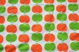 画像: 70's★オレンジと黄緑の縦列リンゴ（ファブリック）