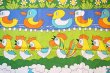 画像1: ドイツ70's◆並んだ鳥さん♪子供柄ファブリック（再入荷）