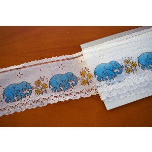 画像: 【76cm】ドイツ★並んだゾウと花のラブリー・レース♪