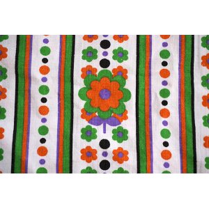 画像: 70's★大小カラフルなお花とドットのファブリック