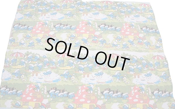 画像6: ドイツヴィンテージ★スマーフの森のファブリック（はぎれ大）