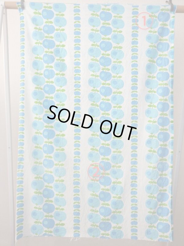 画像3: 70's●爽やかカラーの縦列リンゴ（はぎれ大）