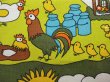 画像1: ドイツ70's●明るく楽しい農場のファブリック（はぎれ）