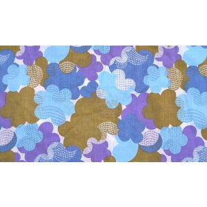 画像: 70's●ふわふわ花雲と刺し子風ファブリック