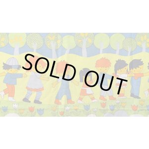 画像: 70's★子供たちとアヒルの群れ（ブルー系はぎれ）