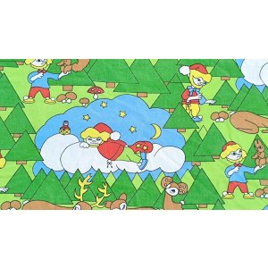 画像: 70's◆夜空の森のザントマン（ファブリック）はぎれ
