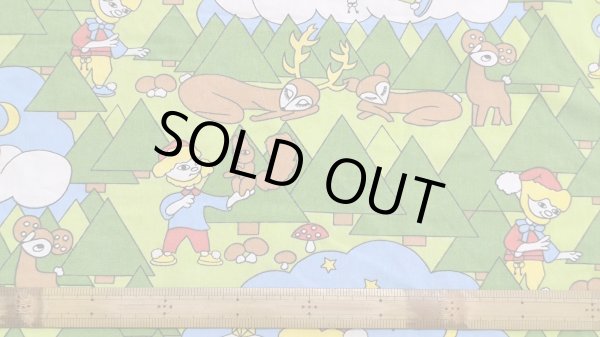 画像2: 70's◆夜空の森のザントマン（ファブリック）はぎれ