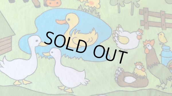 画像2: ドイツ70's●明るく楽しい農場のファブリック（訳ありはぎれ）