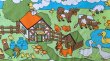 画像1: ドイツ70's●明るく楽しい農場のファブリック（訳ありはぎれ）