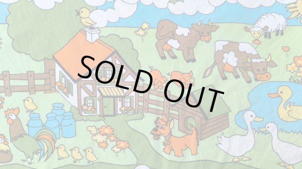 画像1: ドイツ70's●明るく楽しい農場のファブリック（訳ありはぎれ）