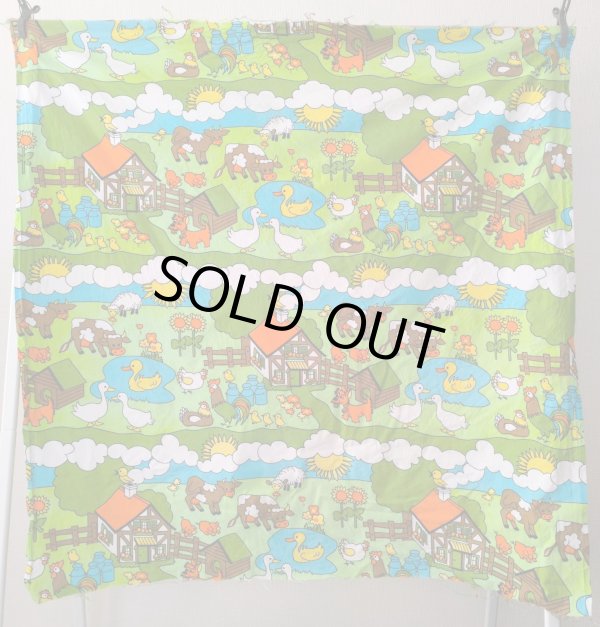 画像4: ドイツ70's●明るく楽しい農場のファブリック（訳ありはぎれ）