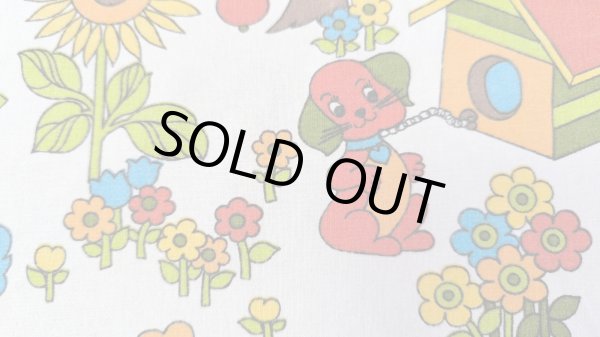 画像2: 70's★色んな種類の鳥や動植物たちの生地（はぎれ）