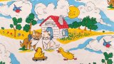 画像: ネコの家＋鳥の追いかけっこ（はぎれ）