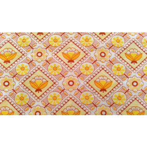 画像: ドイツ70's★幾何学テイストの花柄ファブリック（はぎれ）
