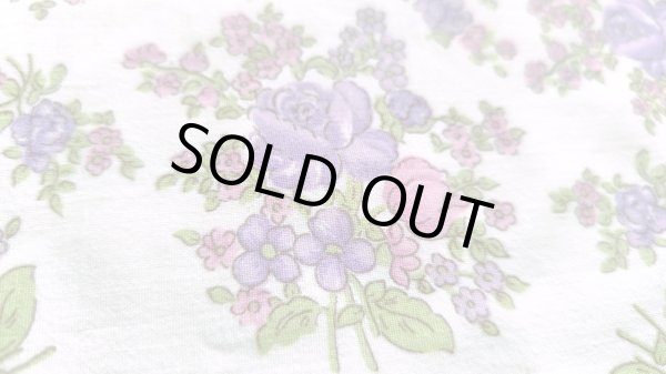 画像1: ドイツビンテージファブリック★ピンク〜紫系フラワー（はぎれ）