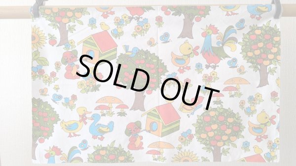 画像2: 70's★色んな種類の鳥や動植物たちの生地（はぎれ）