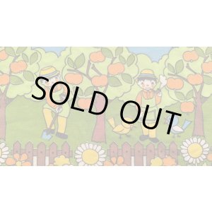 画像: ドイツ70's◆農夫とカラフルな風景の生地（訳ありはぎれ）